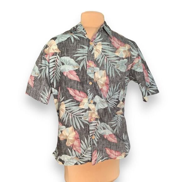 Cooke Street Shirt Short Sleeve Black Tropical Hawaiian Printed Palm Button Up - Picture 9 of 9